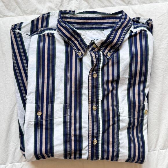 Vintage 90s basic editions striped button down shirt sz XXL cotton western work - Picture 1 of 8